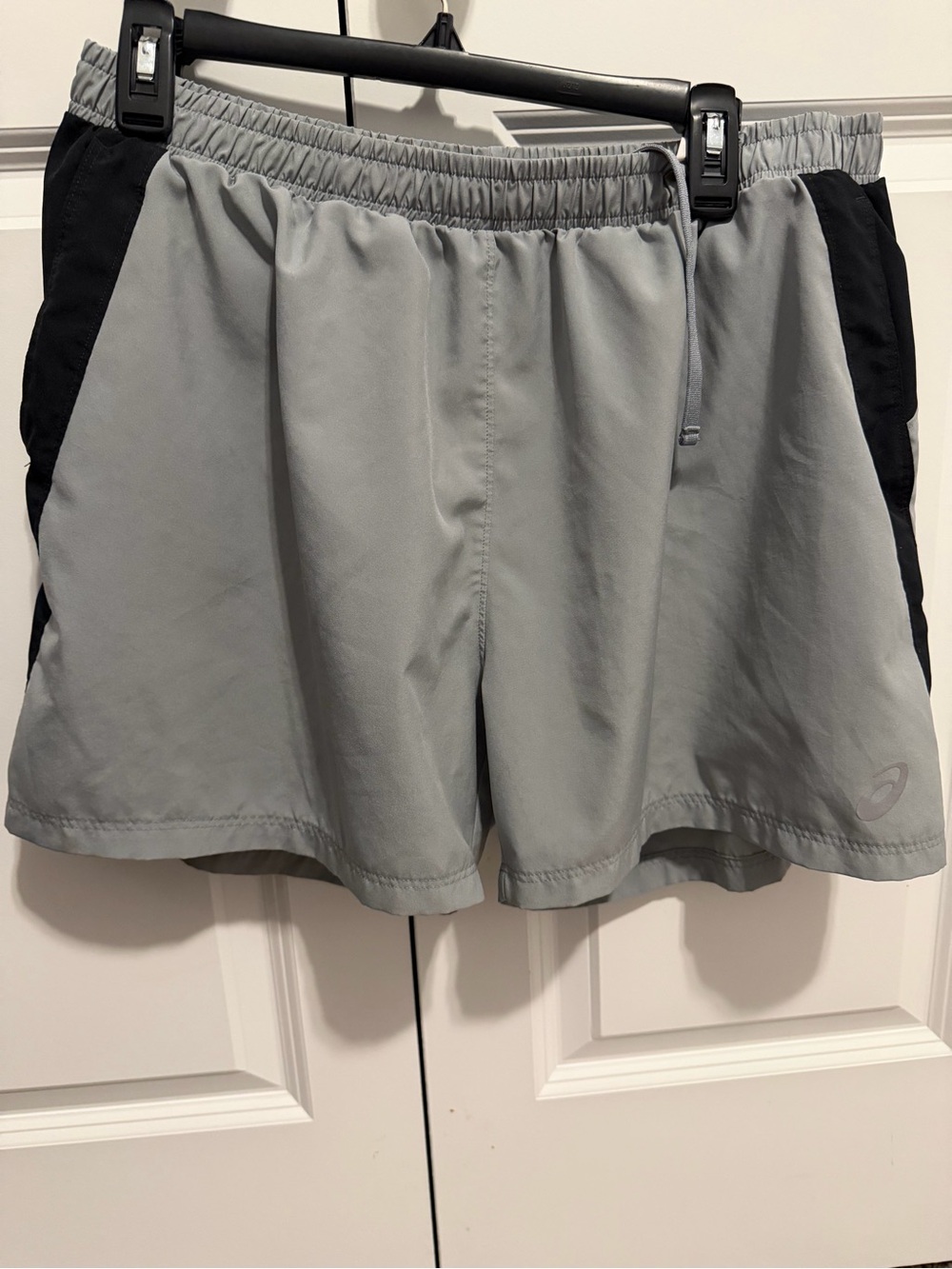 Asics Light Gray Athletic Shorts with Black Panels